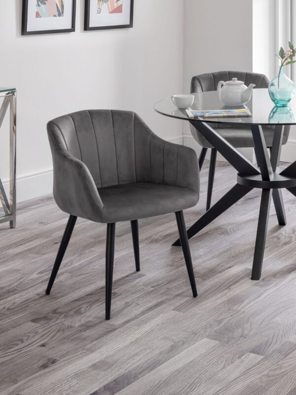 Set Of 2 Hobart Scalloped Dining Chairs – Grey