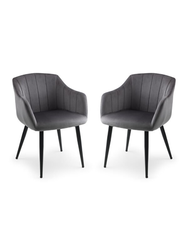 Set Of 2 Hobart Scalloped Dining Chairs - Grey - Image 2
