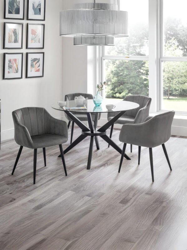 Set Of 2 Hobart Scalloped Dining Chairs - Grey - Image 6