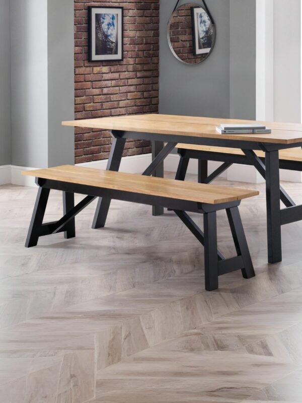 Hockley Bench Black/Oak - Image 2