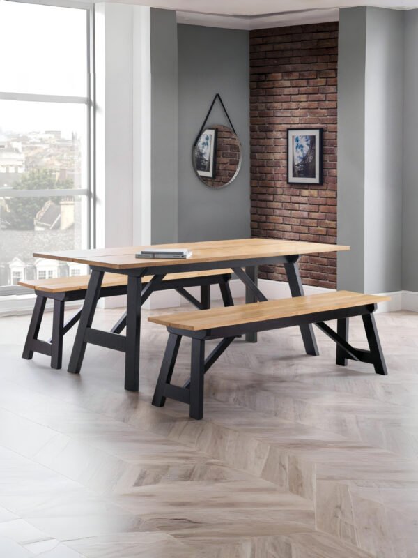 Hockley Bench Black/Oak - Image 6