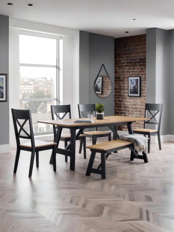 Hockley Bench Black/Oak - Image 7