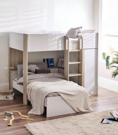 Horizon 90cm Single White and Wood Effect Multiway Bunk Bed