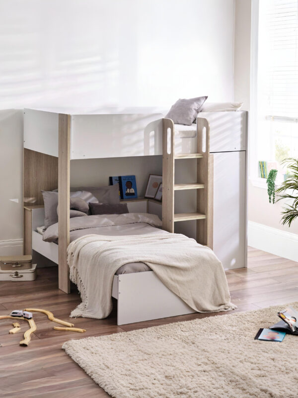 Horizon 90cm Single White and Wood Effect Multiway Bunk Bed