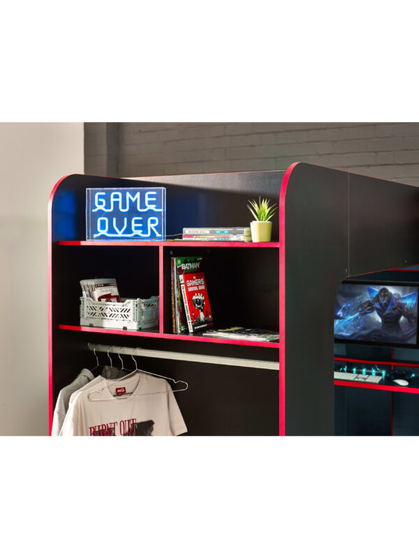 Impact 90cm Single Black and Red Gaming Bunk/Loft Bed - Image 6