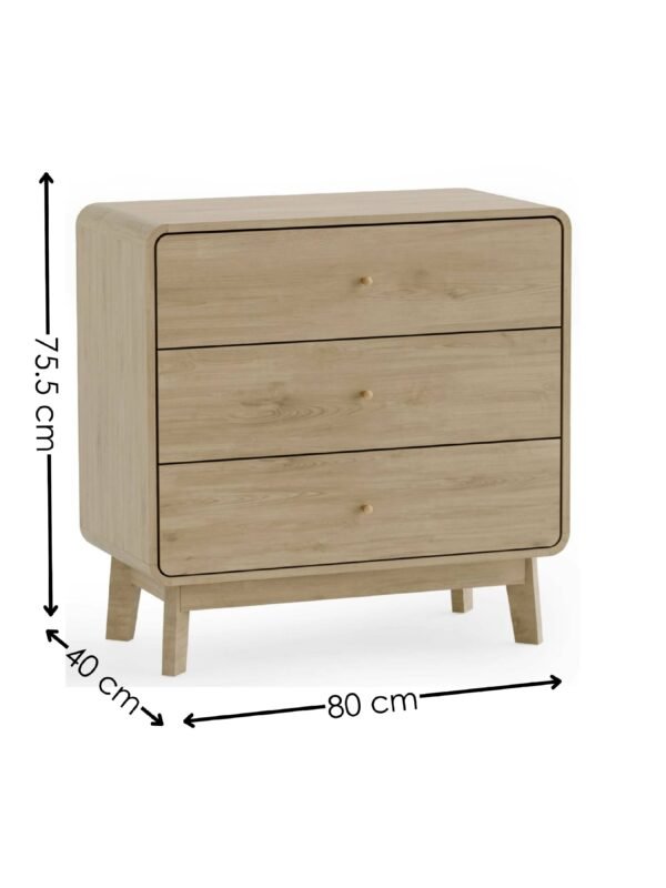 Ingrid 3 Drawer Chest Oak - Image 7