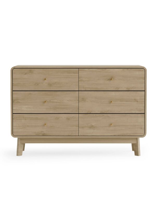 Ingrid 6 Drawer Dresser Oak - Image 4