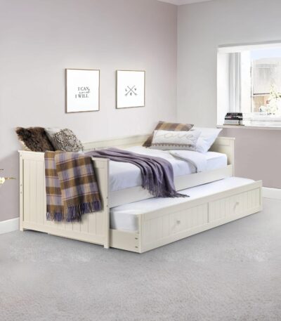 Jessica 90cm Single Ivory Daybed with pull-out Trundle