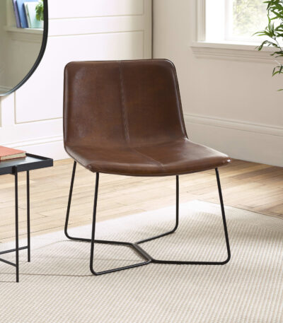Joren Tan Brown PU Leather Lounge Chair