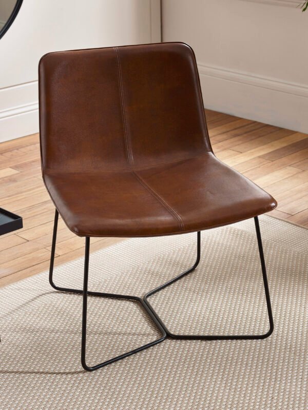 Joren Tan Brown PU Leather Lounge Chair - Image 4