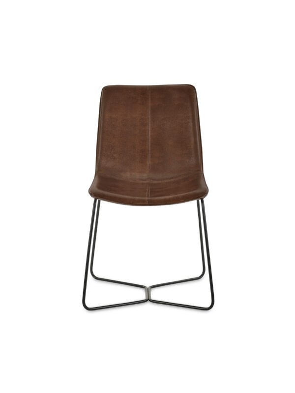 Joren Set of 2 Tan Brown PU Leather Dining Chairs - Image 5