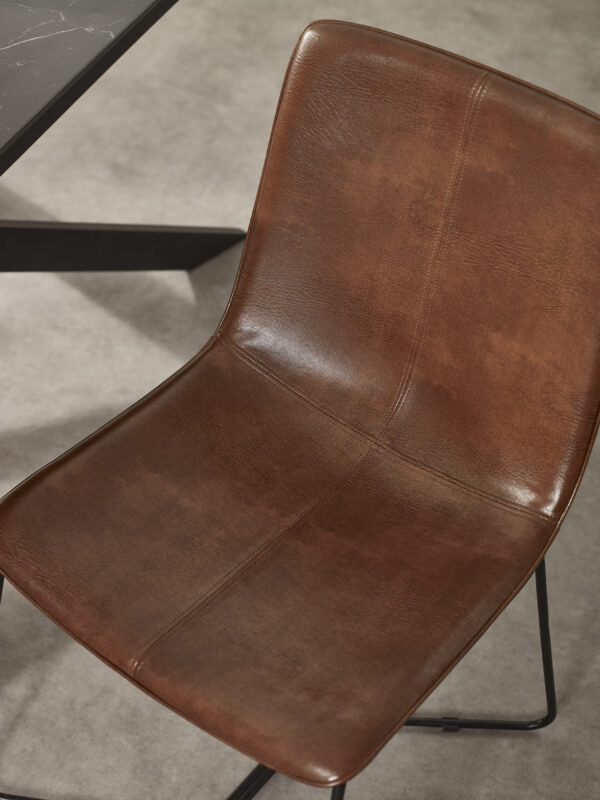 Joren Set of 2 Tan Brown PU Leather Dining Chairs - Image 8