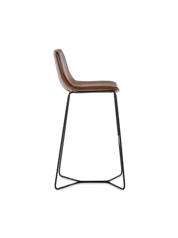 Set of 2 Joren Tan Brown PU Leather Bar Stools - Image 10