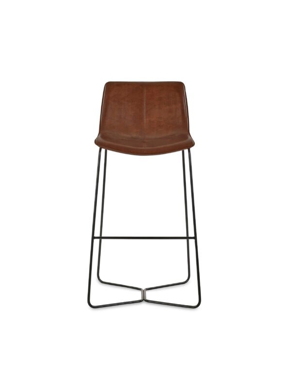 Set of 2 Joren Tan Brown PU Leather Bar Stools - Image 5