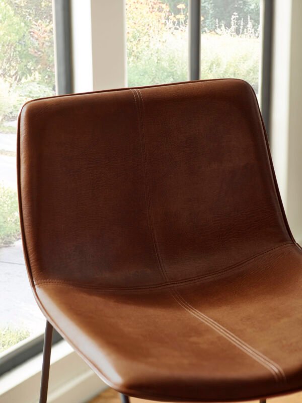 Set of 2 Joren Tan Brown PU Leather Bar Stools - Image 6