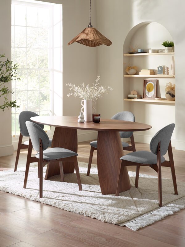 Julius Oval 4-6 Seater Dining Table - Walnut Effect - Image 10