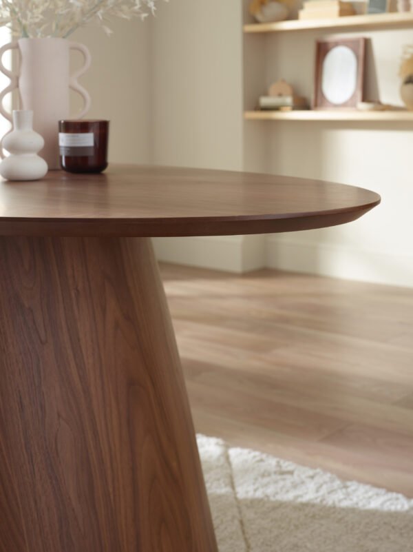 Julius Oval 4-6 Seater Dining Table - Walnut Effect - Image 4