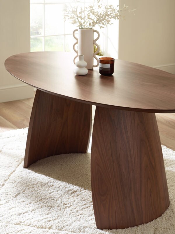Julius Oval 4-6 Seater Dining Table - Walnut Effect - Image 5