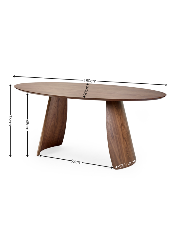 Julius Oval 4-6 Seater Dining Table - Walnut Effect - Image 7