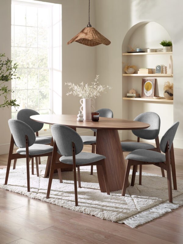 Julius Oval 4-6 Seater Dining Table - Walnut Effect - Image 9