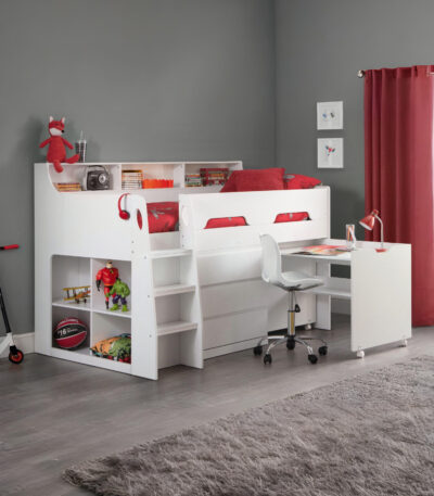 Jupiter Mid Sleeper with Pull-Out Desk and Storage
