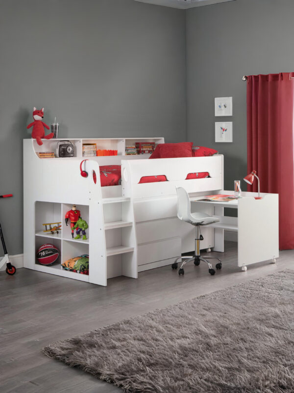 Jupiter Mid Sleeper with Pull-Out Desk and Storage