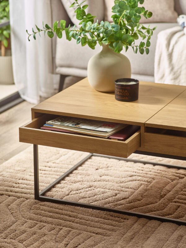 Kade 100cm Oak Effect Rectangular Storage Coffee Table - Image 10