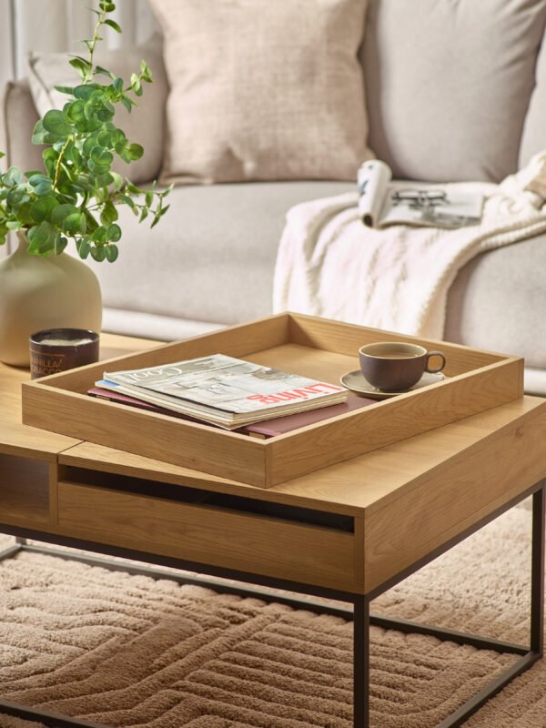 Kade 100cm Oak Effect Rectangular Storage Coffee Table - Image 11