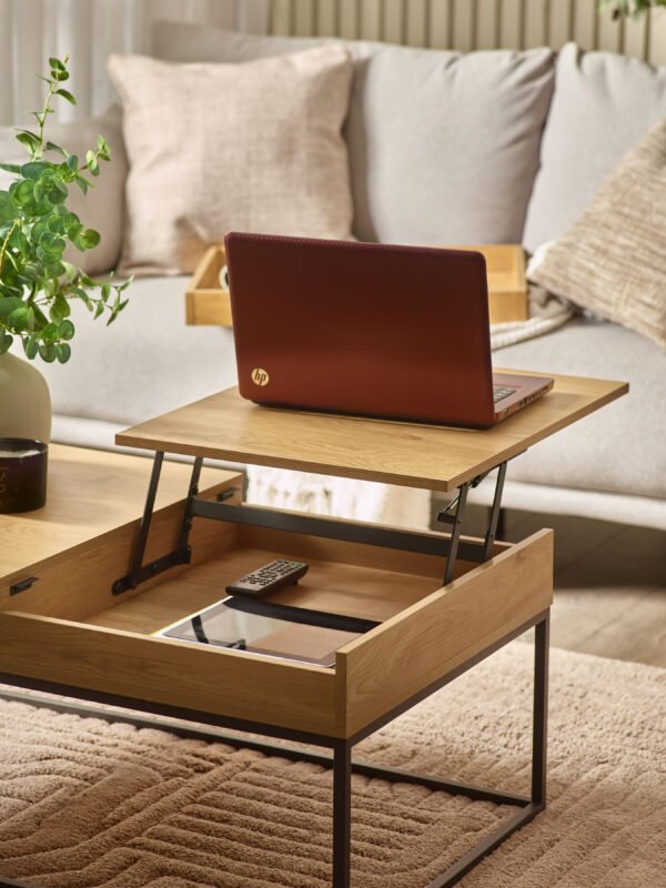 Kade 100cm Oak Effect Rectangular Storage Coffee Table - Image 12
