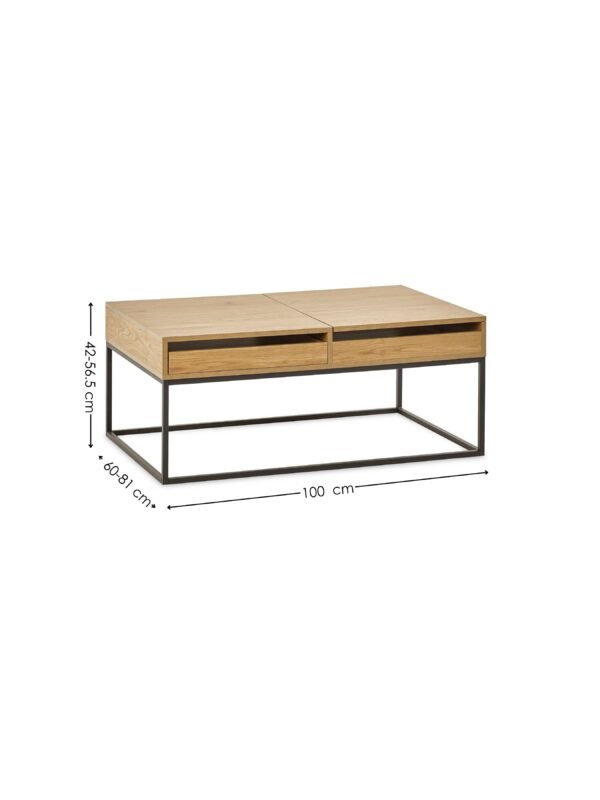 Kade 100cm Oak Effect Rectangular Storage Coffee Table - Image 13