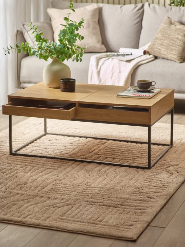 Kade 100cm Oak Effect Rectangular Storage Coffee Table - Image 2