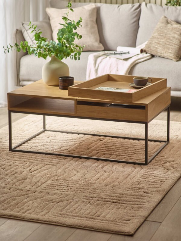Kade 100cm Oak Effect Rectangular Storage Coffee Table - Image 3