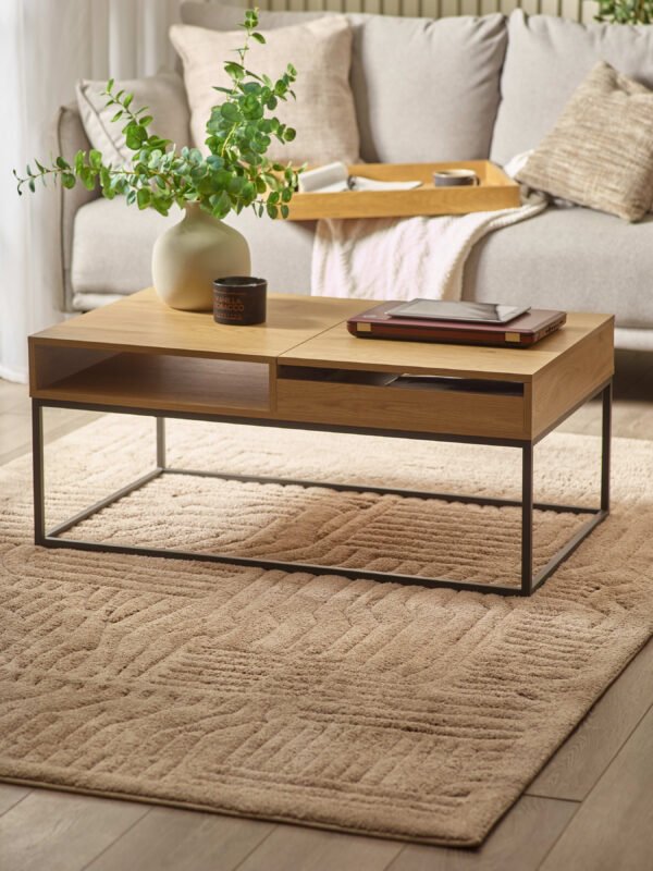 Kade 100cm Oak Effect Rectangular Storage Coffee Table - Image 4