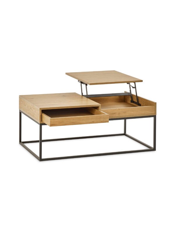 Kade 100cm Oak Effect Rectangular Storage Coffee Table - Image 6