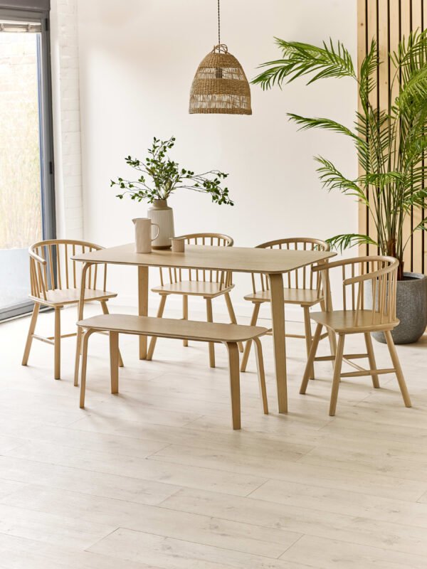Kaito Oak Curved Leg Bench - Image 12