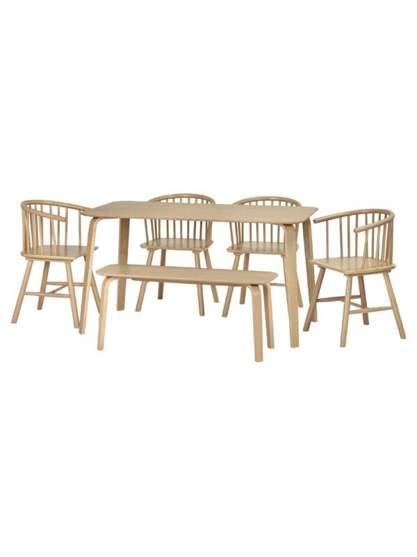 Kaito Oak Curved Leg Bench - Image 14
