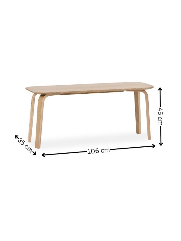 Kaito Oak Curved Leg Bench - Image 9