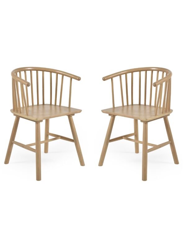 Set of 2 Kaito Oak Dining Chairs - Image 2