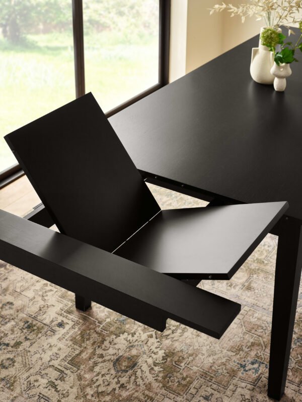 Knoxley Black Oak Rectangular 173-251cm Extending Dining Table - Image 5