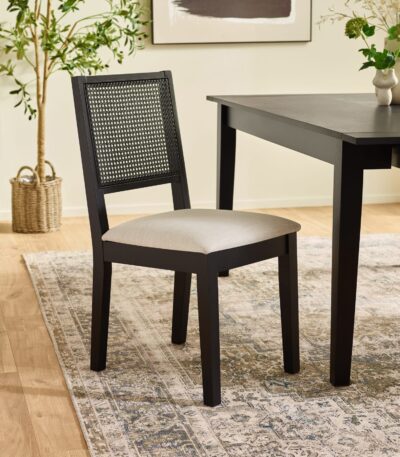 Knoxley Set of 2 Black Oak Rattan Back Dining Chairs