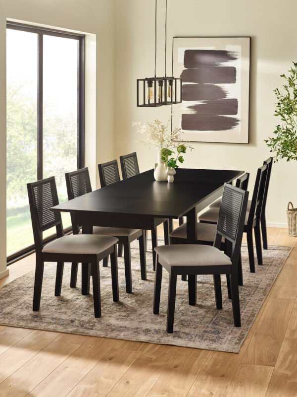 Knoxley Set of 2 Black Oak Rattan Back Dining Chairs - Image 12