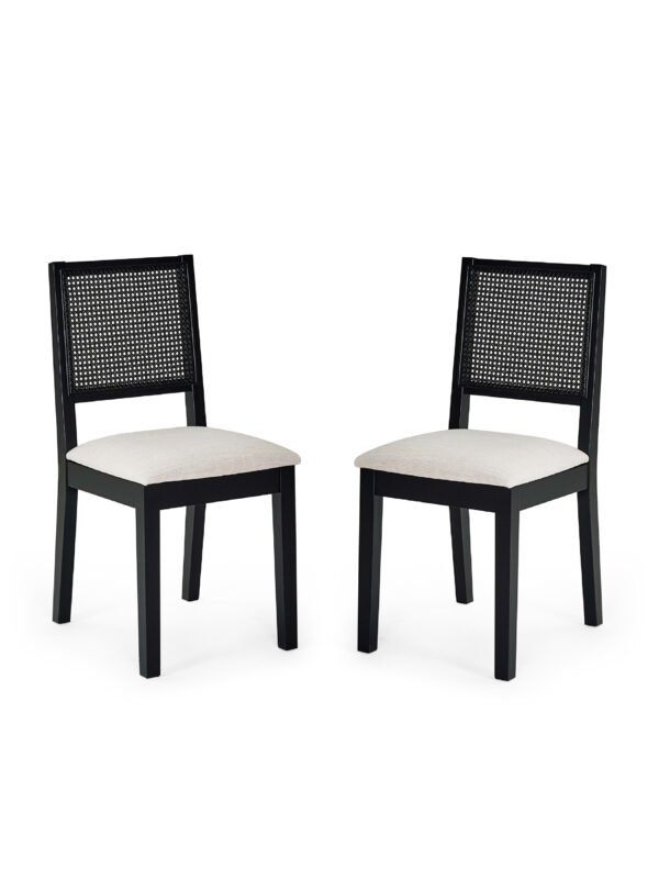 Knoxley Set of 2 Black Oak Rattan Back Dining Chairs - Image 4