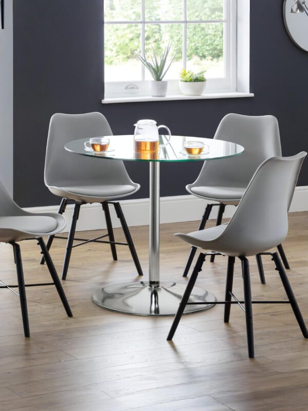 Kudos Chrome & Glass Pedestal Table