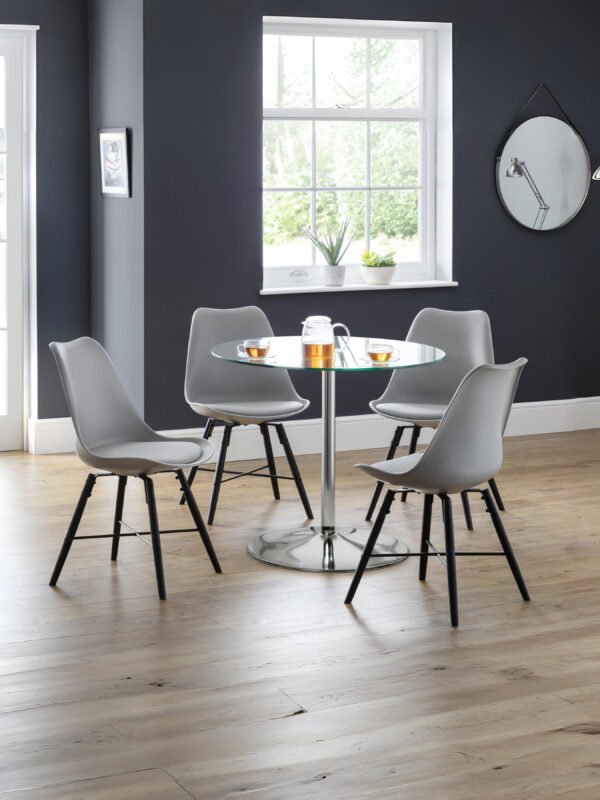Kudos Chrome & Glass Pedestal Table - Image 3