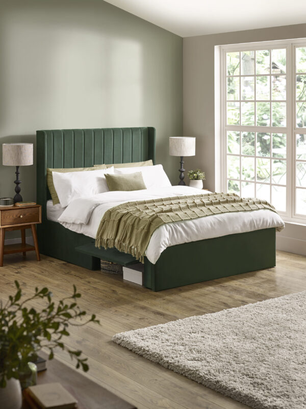 Leila Upholstered Bed with Side Access Storage