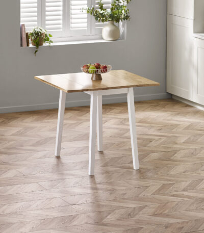 Linwood White and Oak 75 x 90cm Drop Leaf Extending Dining Table