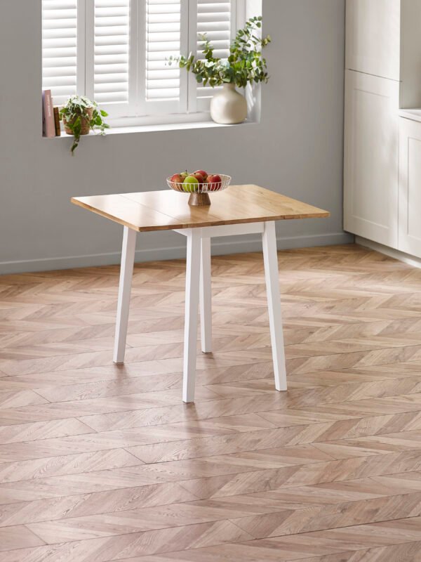 Linwood White and Oak 75 x 90cm Drop Leaf Extending Dining Table