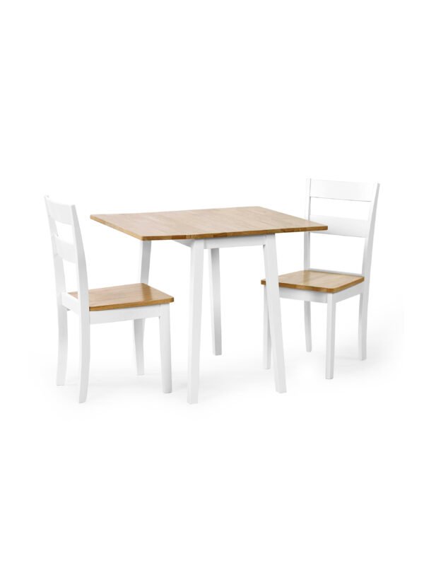 Linwood White and Oak 75 x 90cm Drop Leaf Extending Dining Table - Image 10