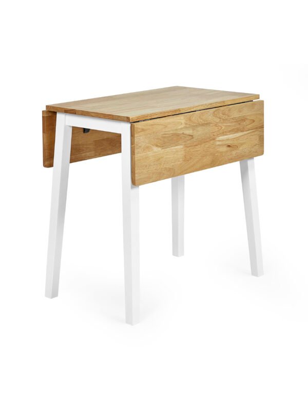 Linwood White and Oak 75 x 90cm Drop Leaf Extending Dining Table - Image 4