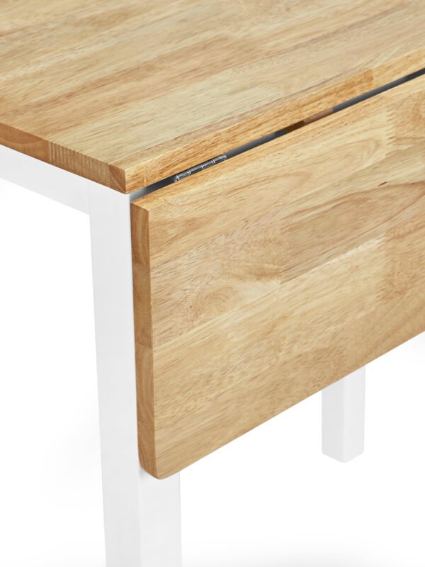 Linwood White and Oak 75 x 90cm Drop Leaf Extending Dining Table - Image 7